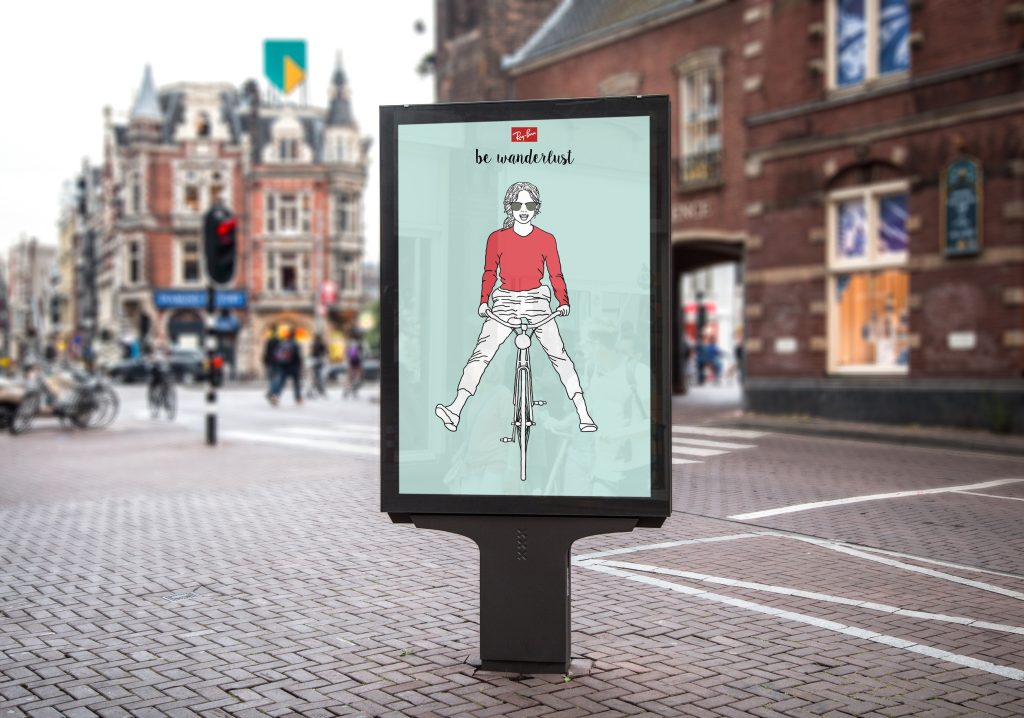 Cartel publicitario 1 calle Ray-Ban Clubmaster por Eva Gálvez