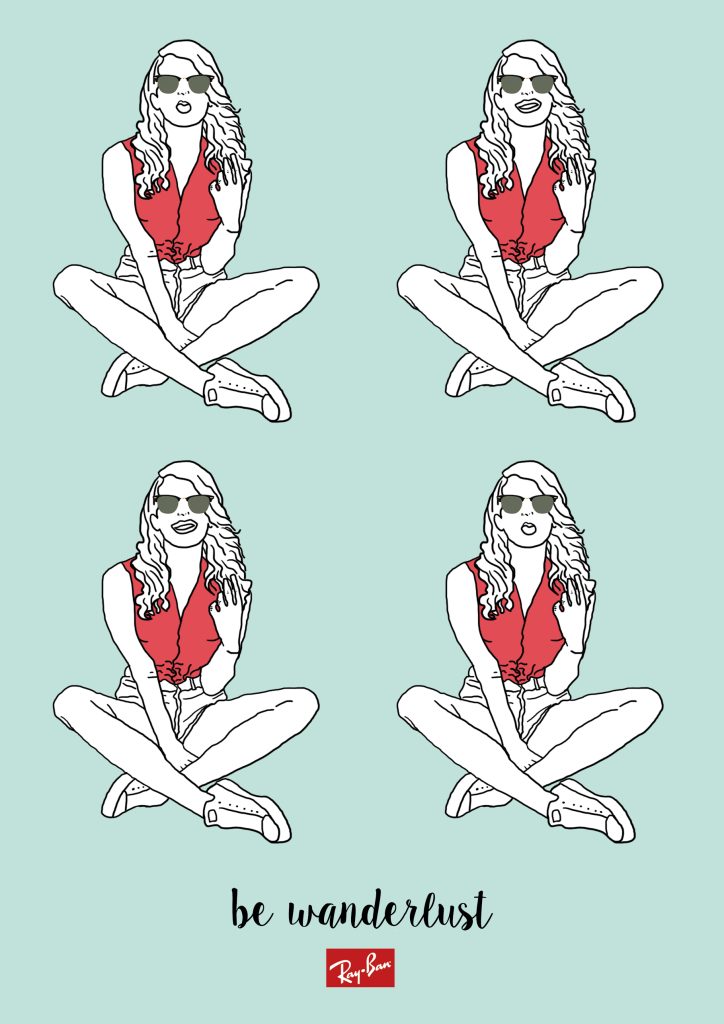 Cartel publicitario 3 Ray-Ban Clubmaster por Eva Gálvez